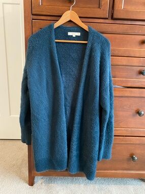 LOFT Teal Open-Front Fuzzy Women's Cardigan